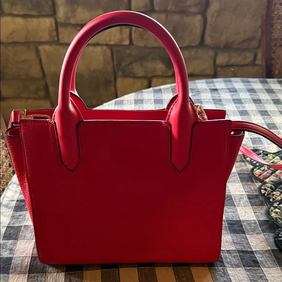 kate spade Red Embossed Leather Satchel with Shoulder Strap - Picture 2 of 6